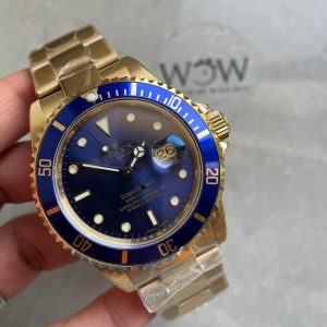 Replica Rolex Submariner 116618 LB Blue Ceramic YG Plated 904L Steel Clean Factory 1:1 Best Edition VS3135